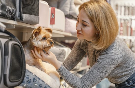 woman-holding-cute-little-dog-pet-shop